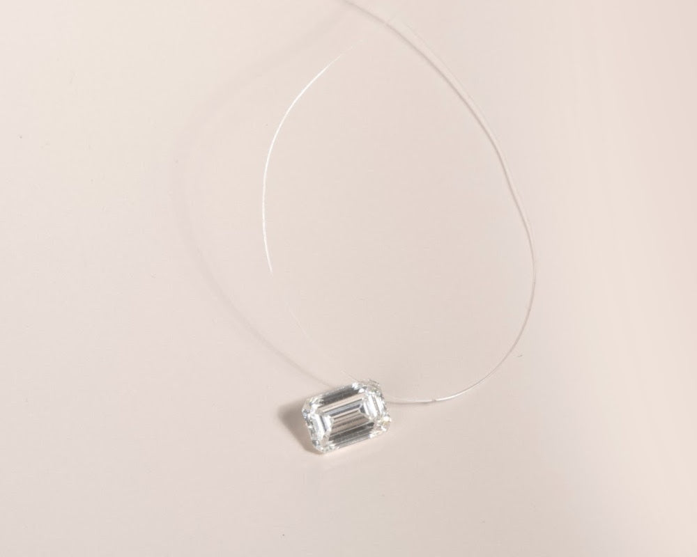 EMERALD CUT FLOATING DIAMOND NECKLACE