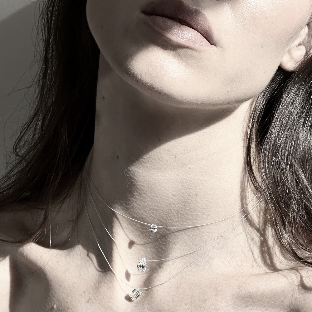 Pear Shaped “Naked” Diamond Pendant