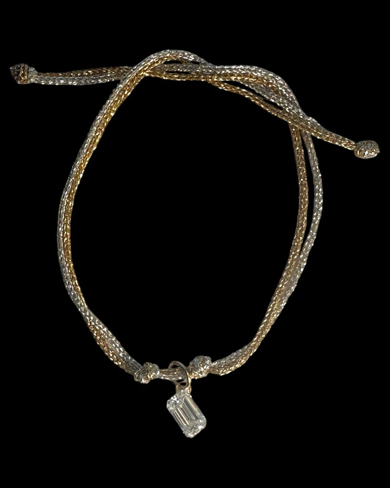 2 Carat Emerald Cut Diamond Thread Bracelet