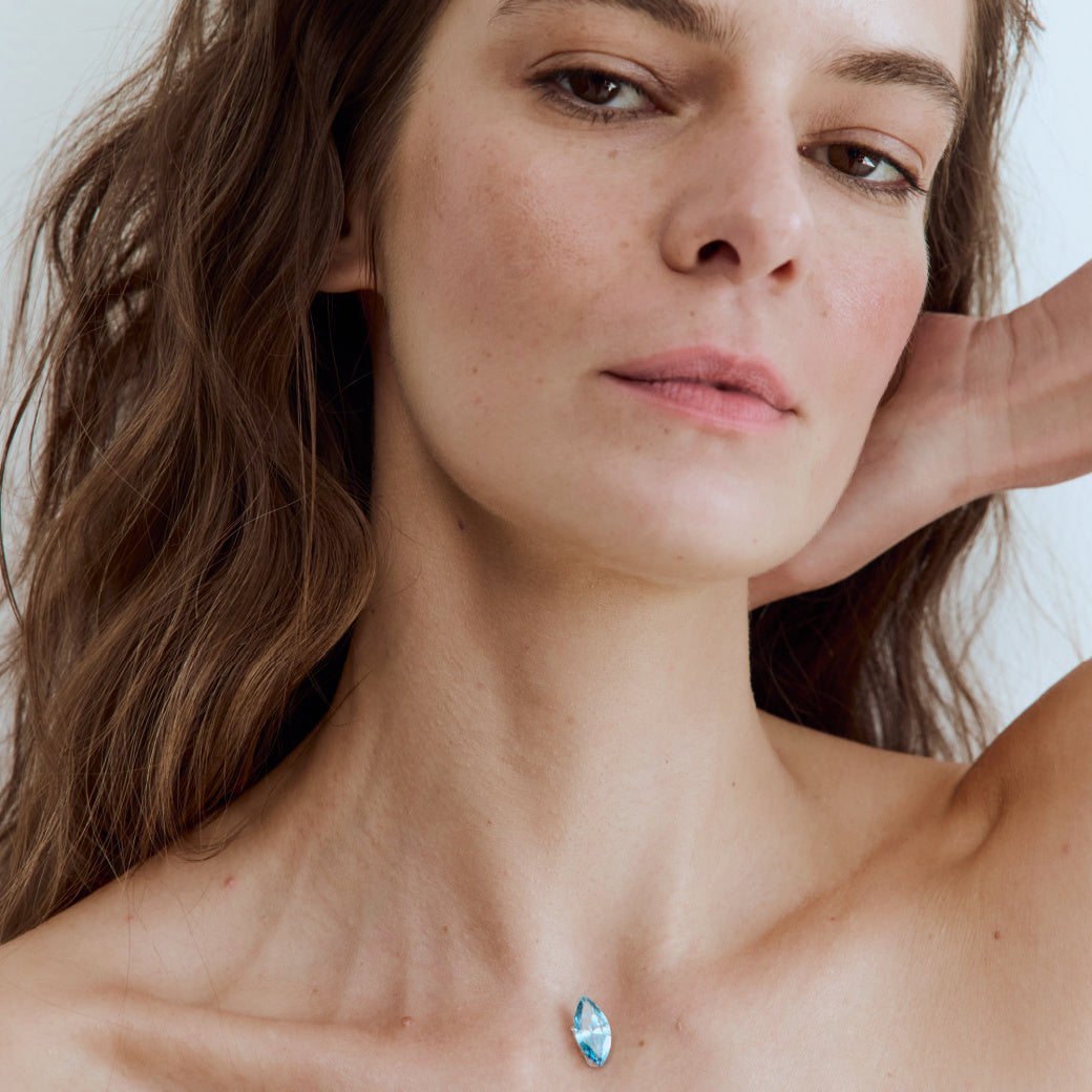 PALE BLUE MARQUIS FLOATING DIAMOND NECKLACE