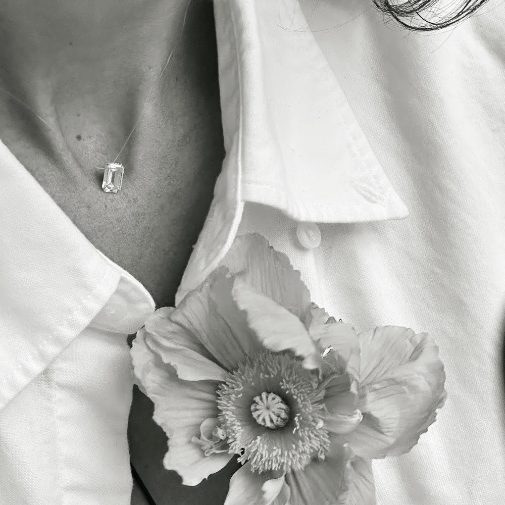 Emerald Cut “Floating” Diamond Pendant