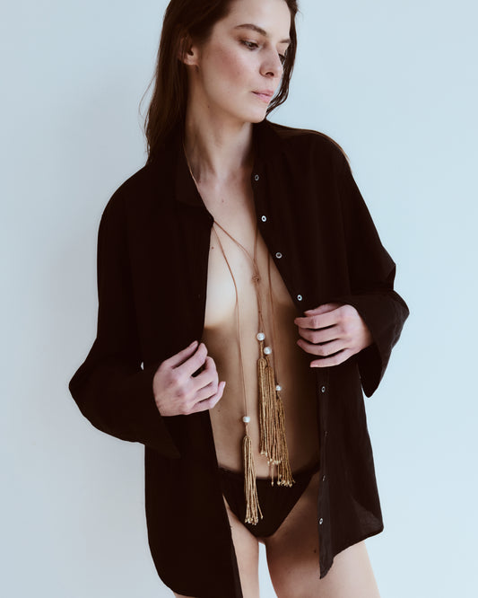 WOOD BEAD LARIAT