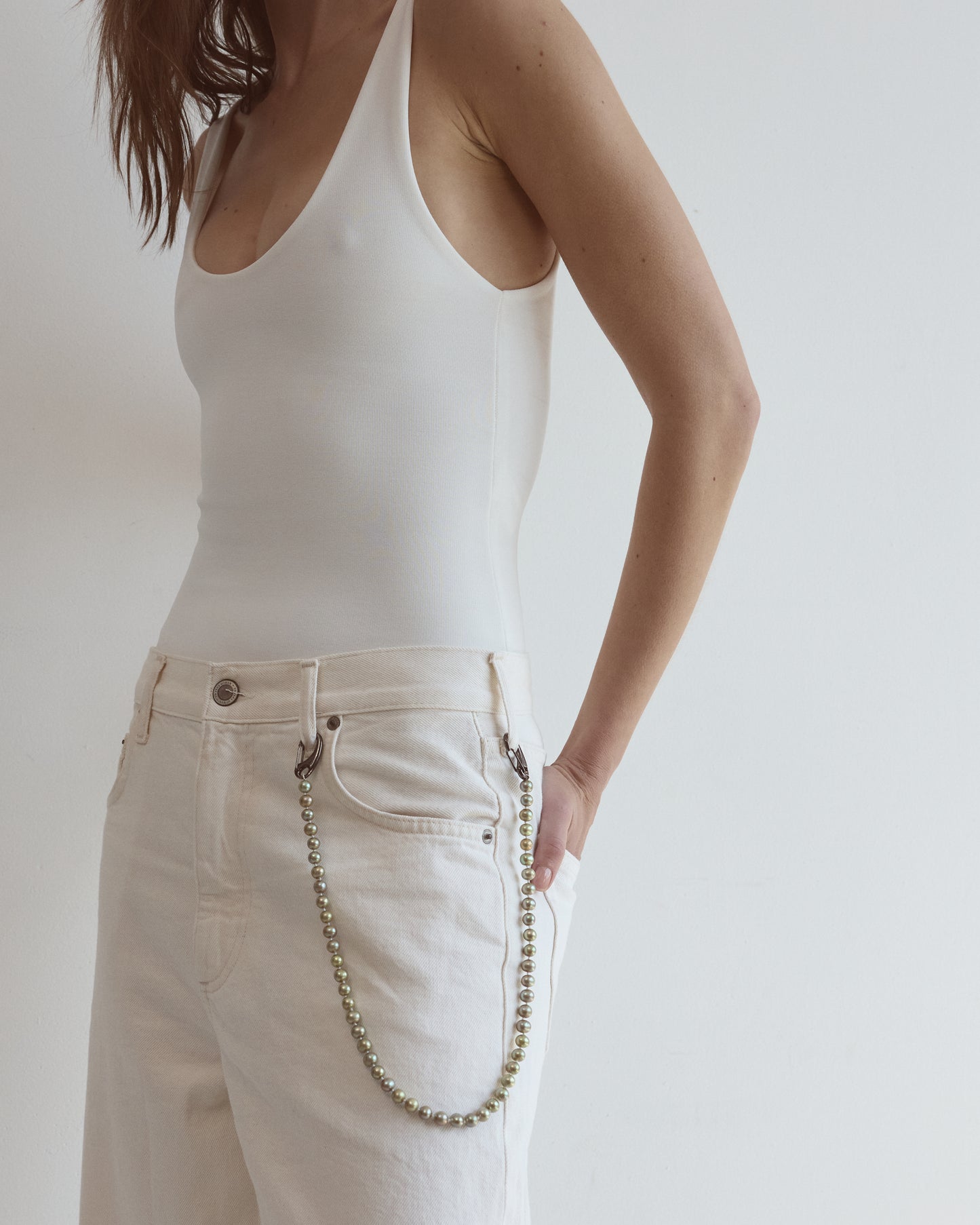 SAGE GREEN PEARL HIP CHAIN OR NECKLACE