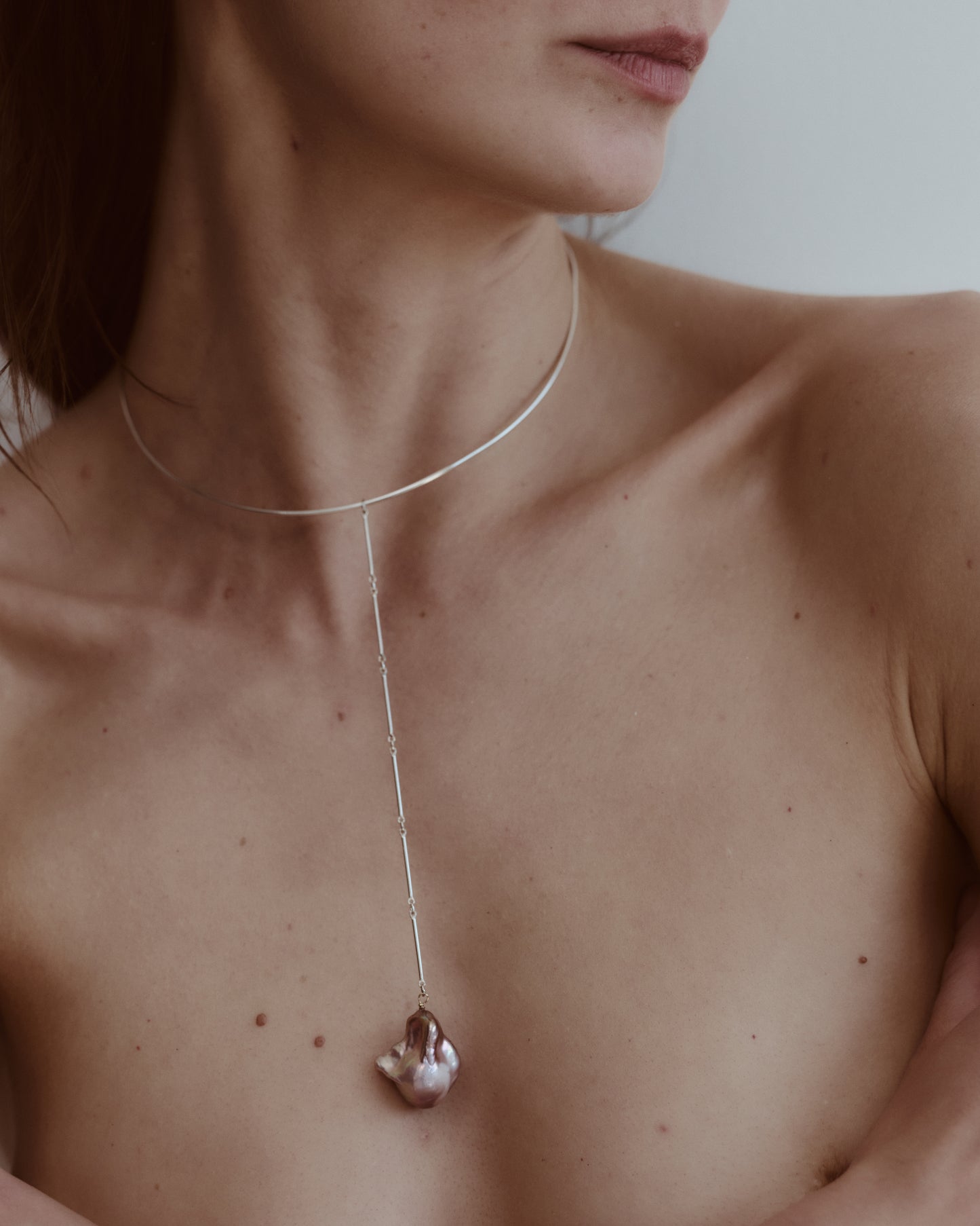 STERLING SILVER  BAROQUE PEARL NECKLACE