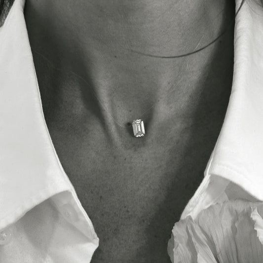Emerald Cut “Floating” Diamond Pendant