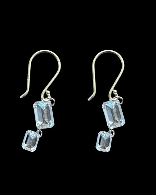 Floating 3 Carat Emerald Cut Diamond Earrings