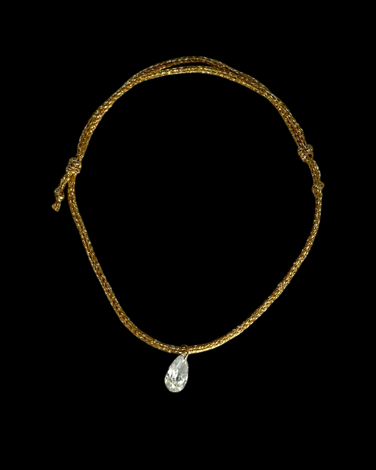 1 Carat Pear Shaped Diamond Gold Thread Bracelet