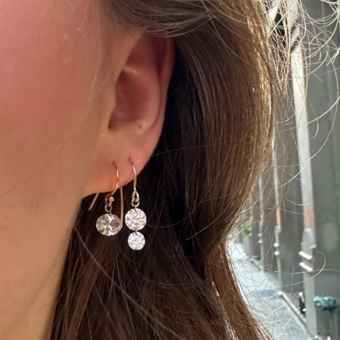 Oval 3 Carat Floating Diamond Earrings