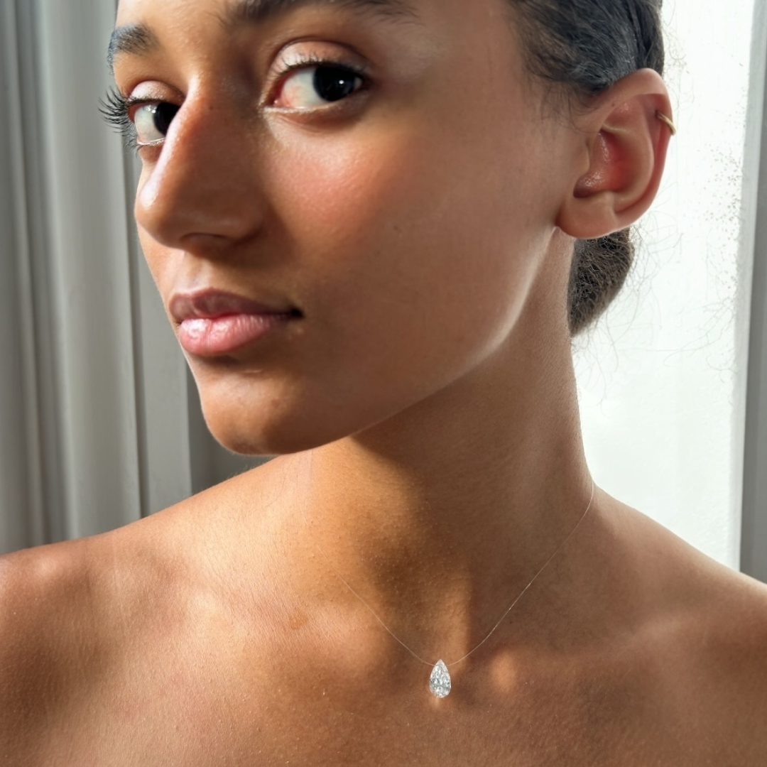 PEAR SHAPED FLOATING DIAMOND NECKLACE