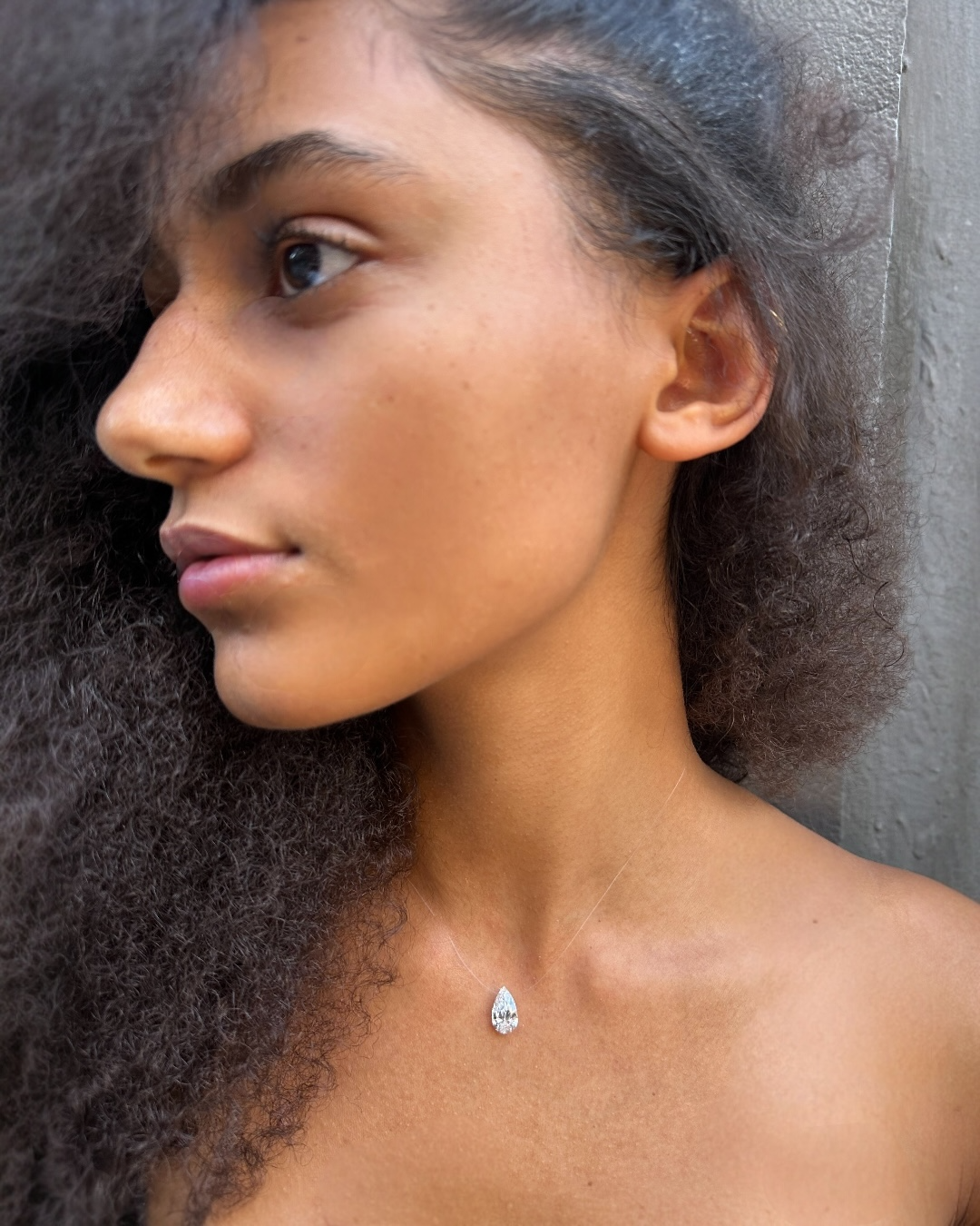 PEAR SHAPED FLOATING DIAMOND NECKLACE