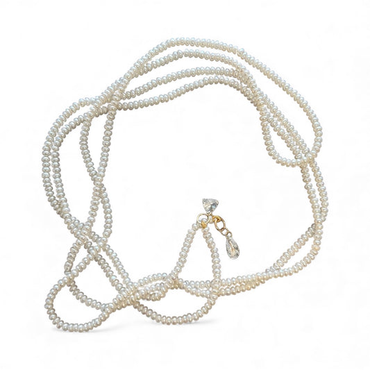 NATURAL PEARL AND DIAMOND LARIAT