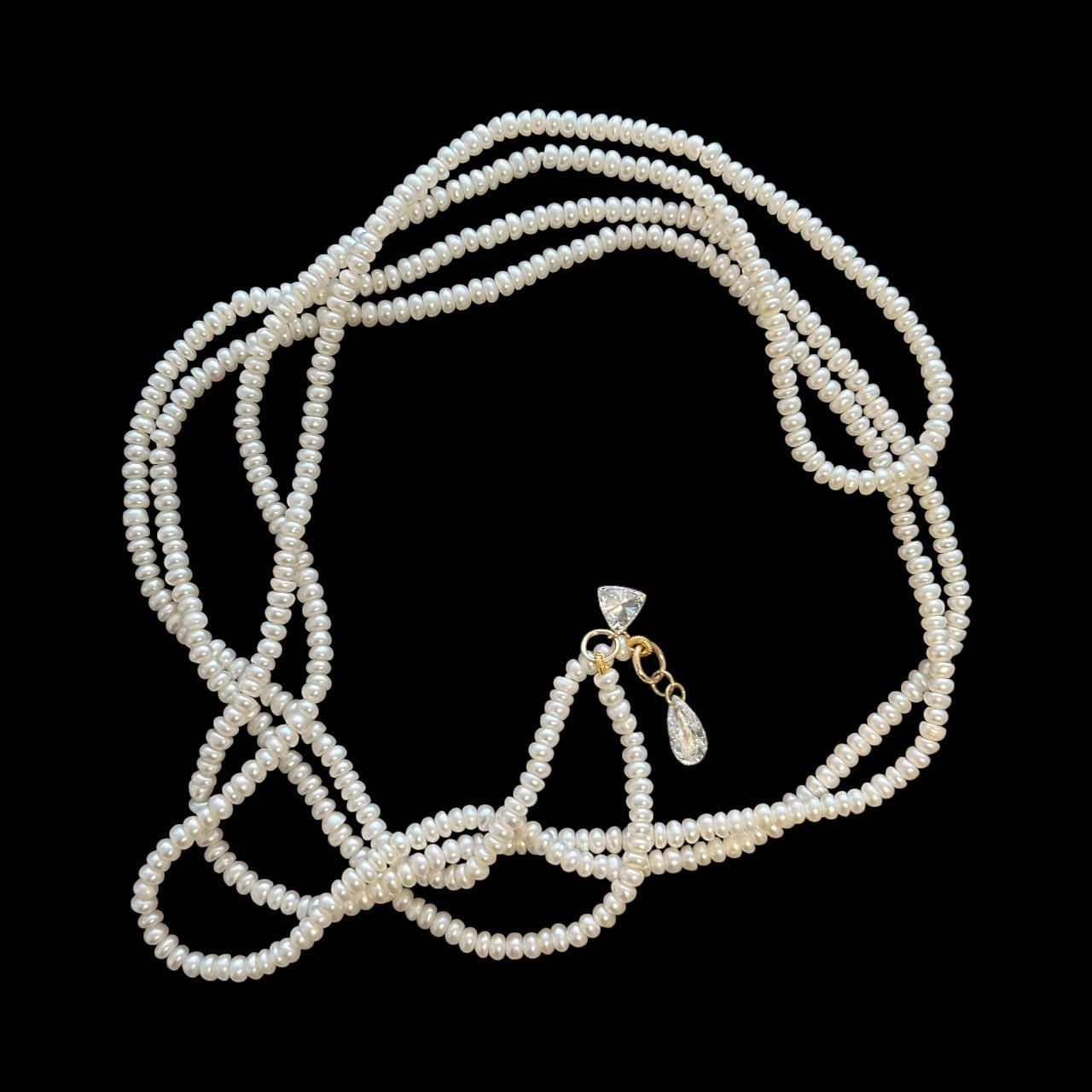 NATURAL PEARL AND DIAMOND LARIAT