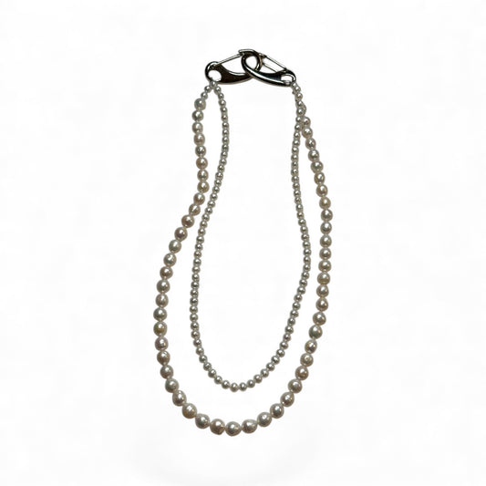 DOUBLE STRAND NATURAL PEARL HIP CHAIN OR NECKLACE