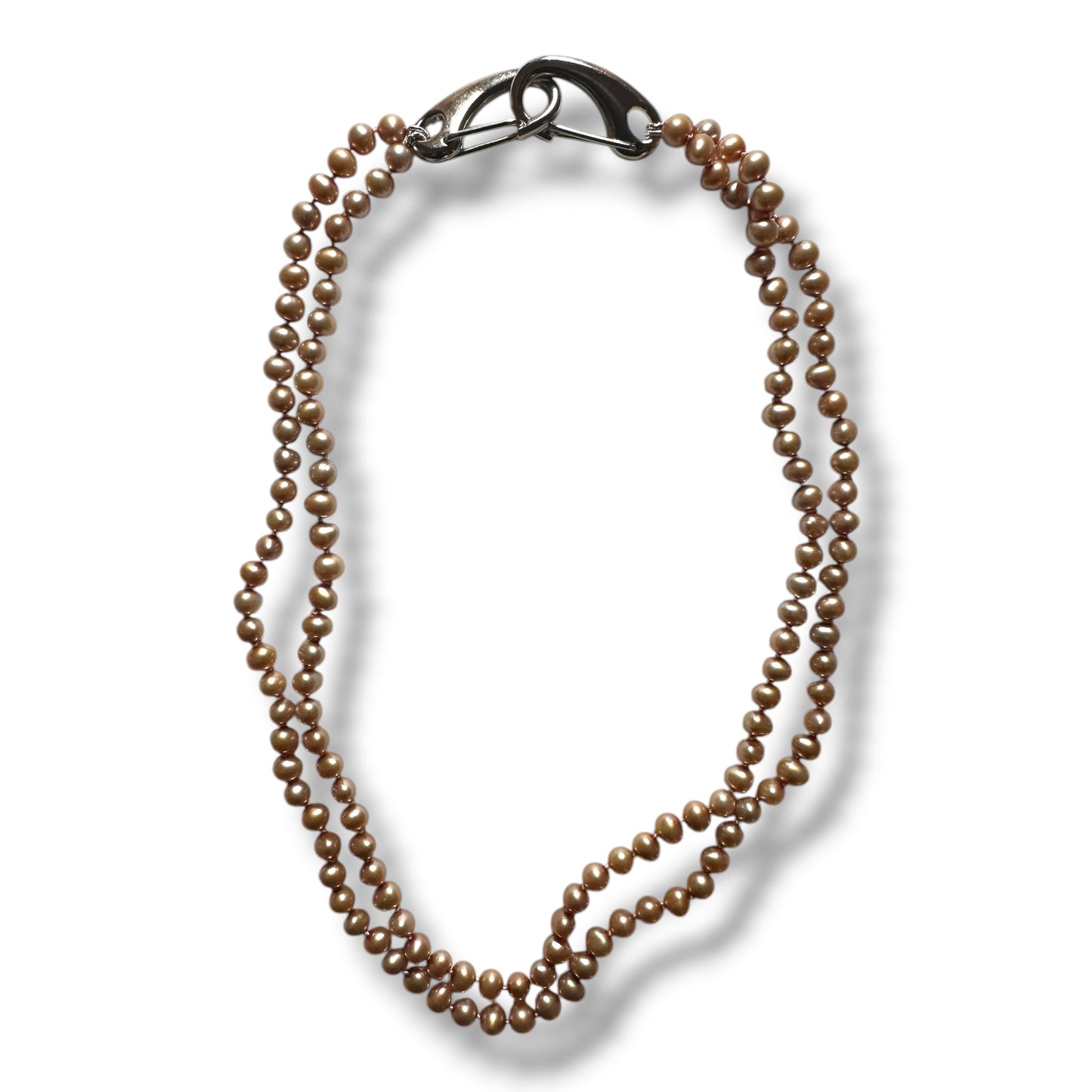 DOUBLE STRAND PEACH PEARL HIP CHAIN OR NECKLACE