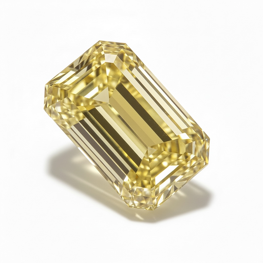 YELLOW EMERALD CUT FLOATING DIAMOND NECKLACE