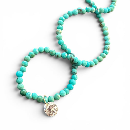 TURQOISE AND DIAMOND STRAND NECKLACE