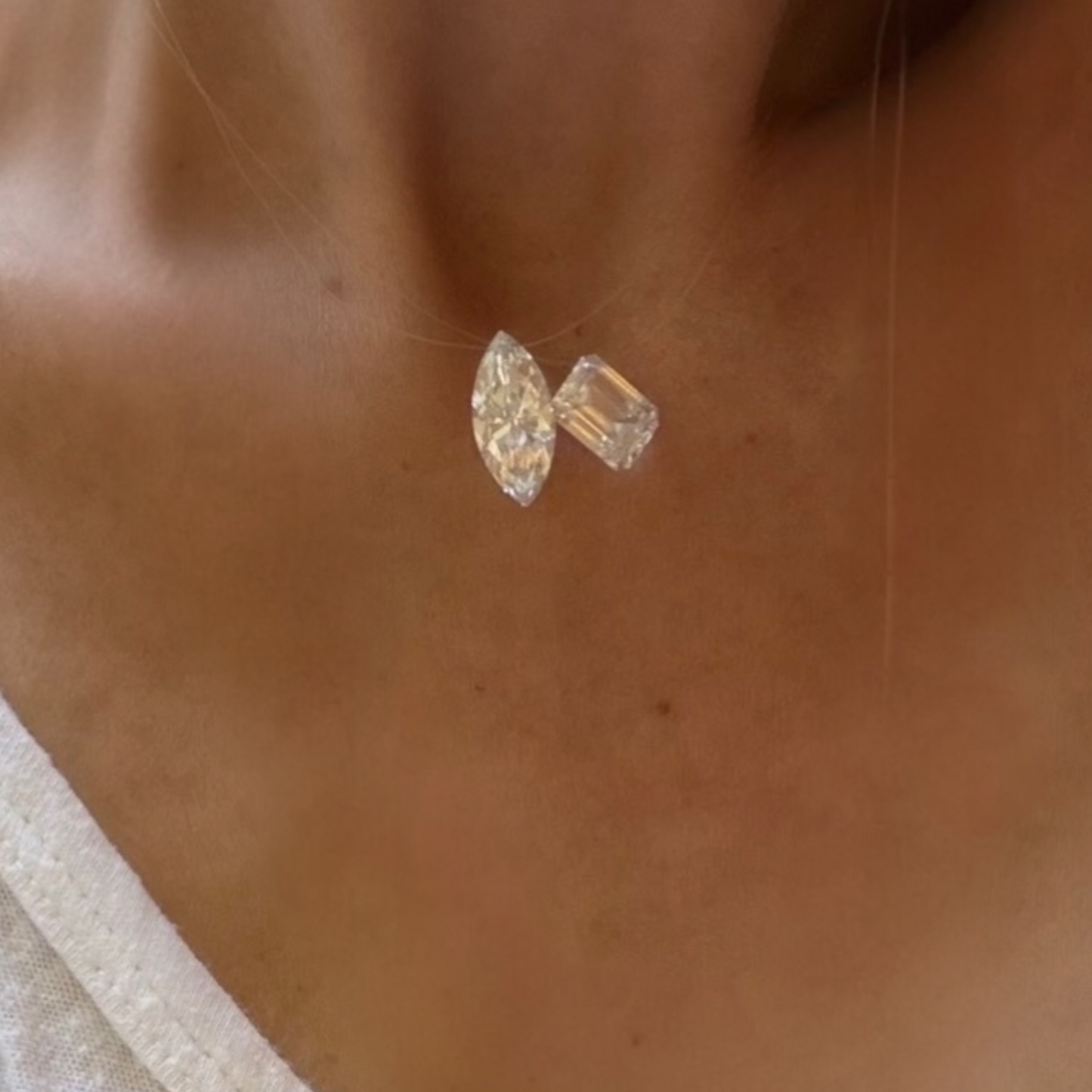 MARQUIS CUT FLOATING DIAMOND NECKLACE