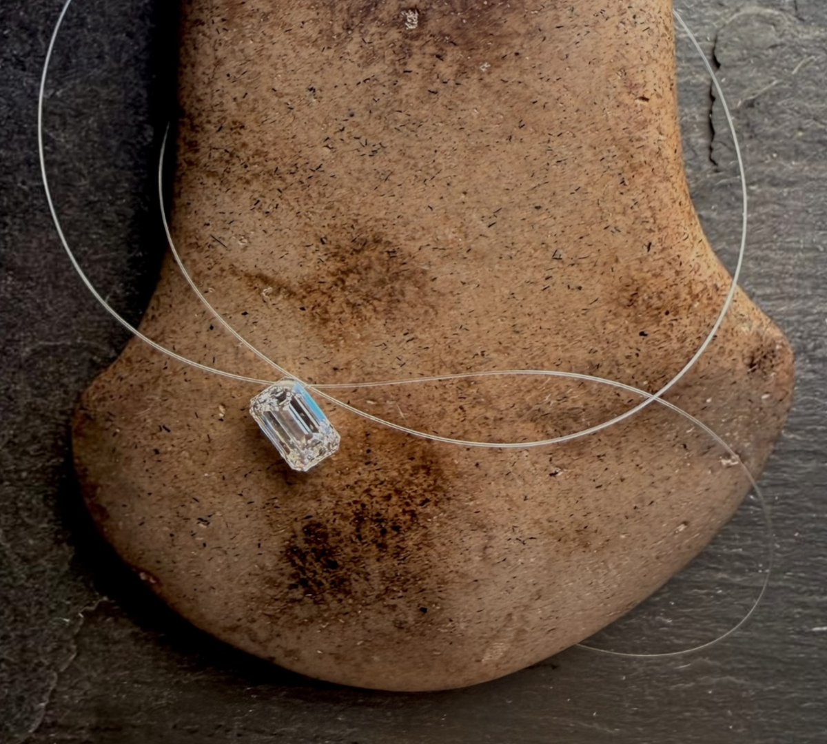 EMERALD CUT FLOATING DIAMOND NECKLACE