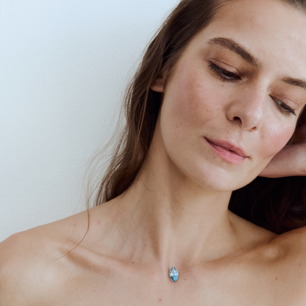 PALE BLUE MARQUIS FLOATING DIAMOND NECKLACE