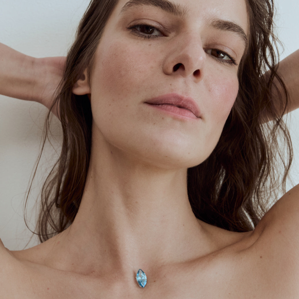 PALE BLUE MARQUIS FLOATING DIAMOND NECKLACE