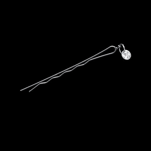 Classic Rhodium Plate Bobby Pin With Round Diamond